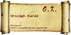 Országh Karád névjegykártya